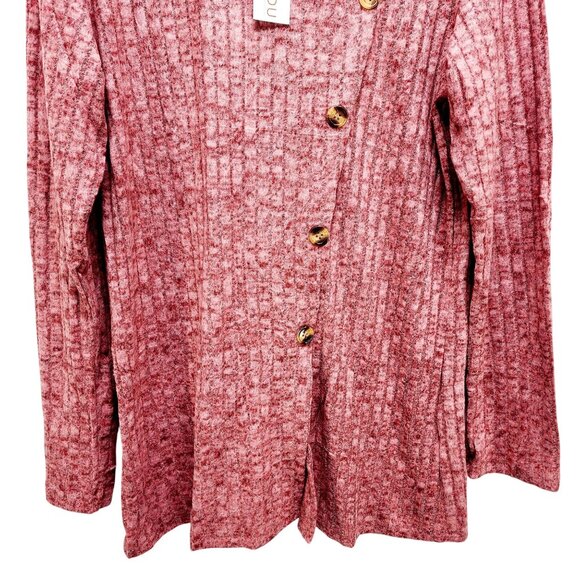 Womens Ribbed Knit Asymmetrical Button Front Sweater Top Long Sleeve Red Size XL - Picture 7 of 14